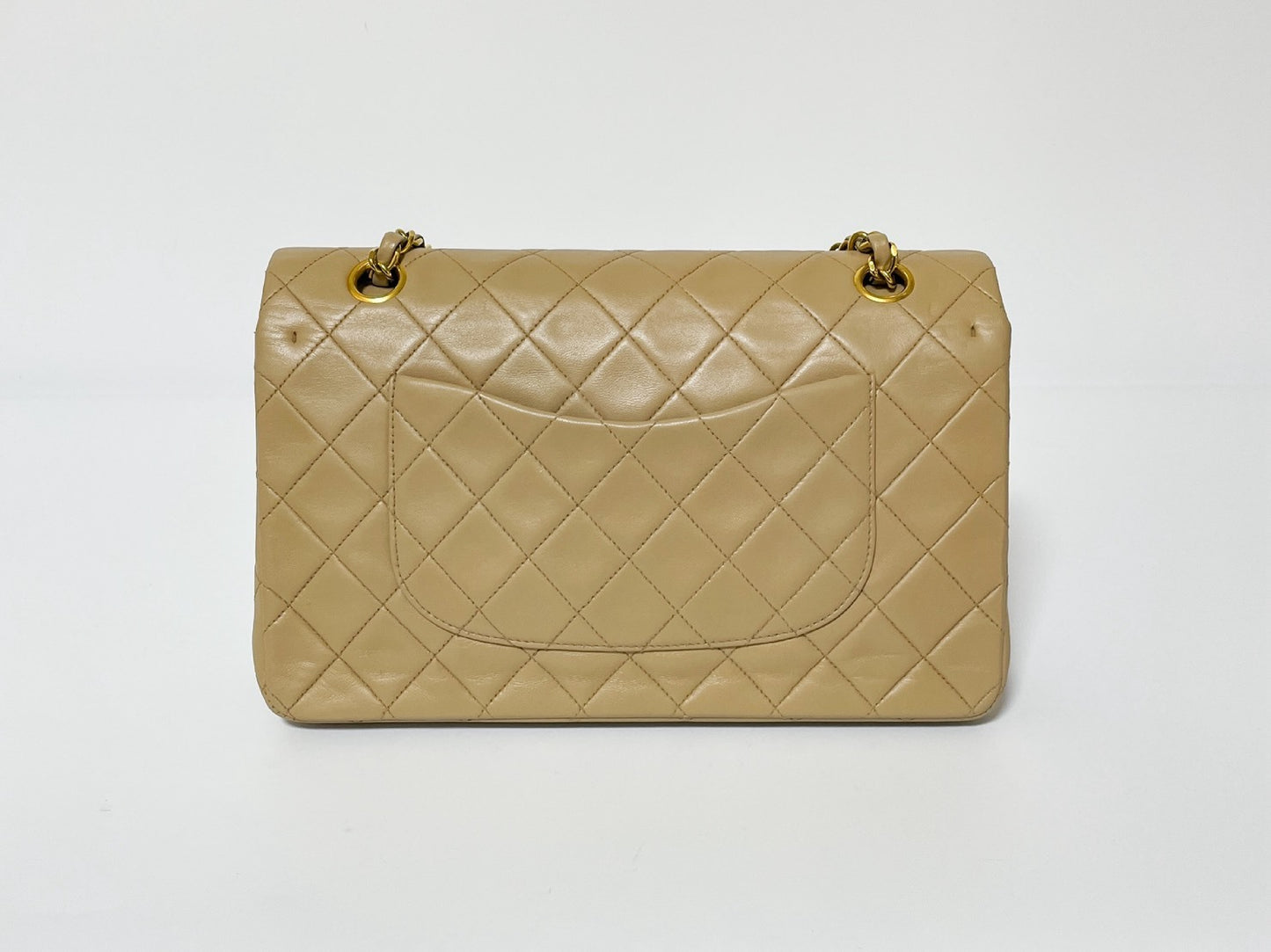 CHANEL W Flap Matlasse Beige Lambskin with Seal Shoulder Bag