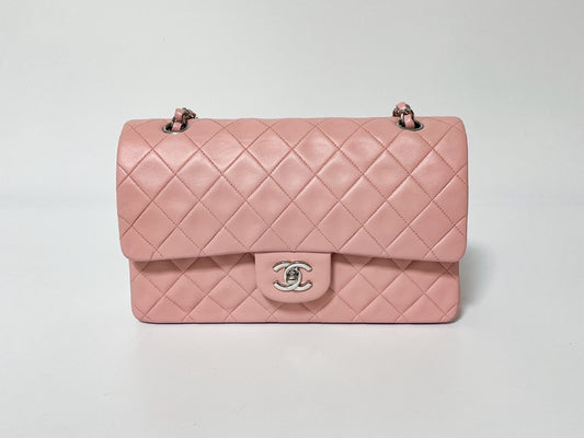 CHANEL W Flap Matlasse Pink Lambskin Seal Shoulder Bag