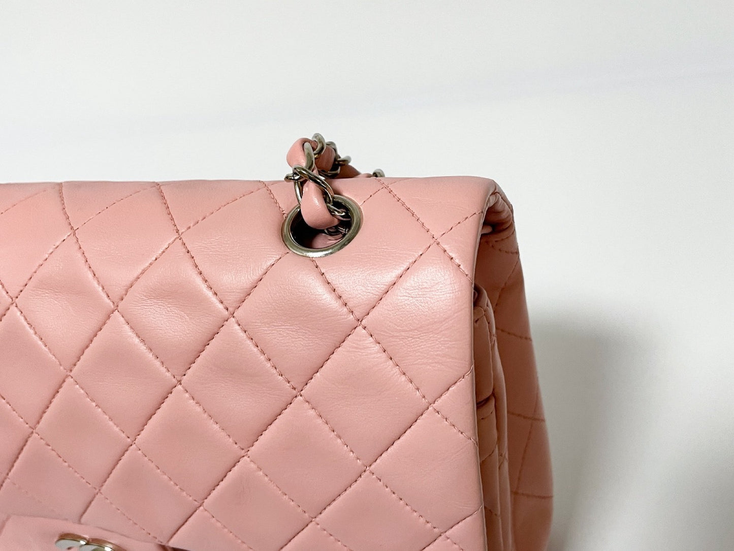 CHANEL W Flap Matlasse Pink Lambskin Seal Shoulder Bag