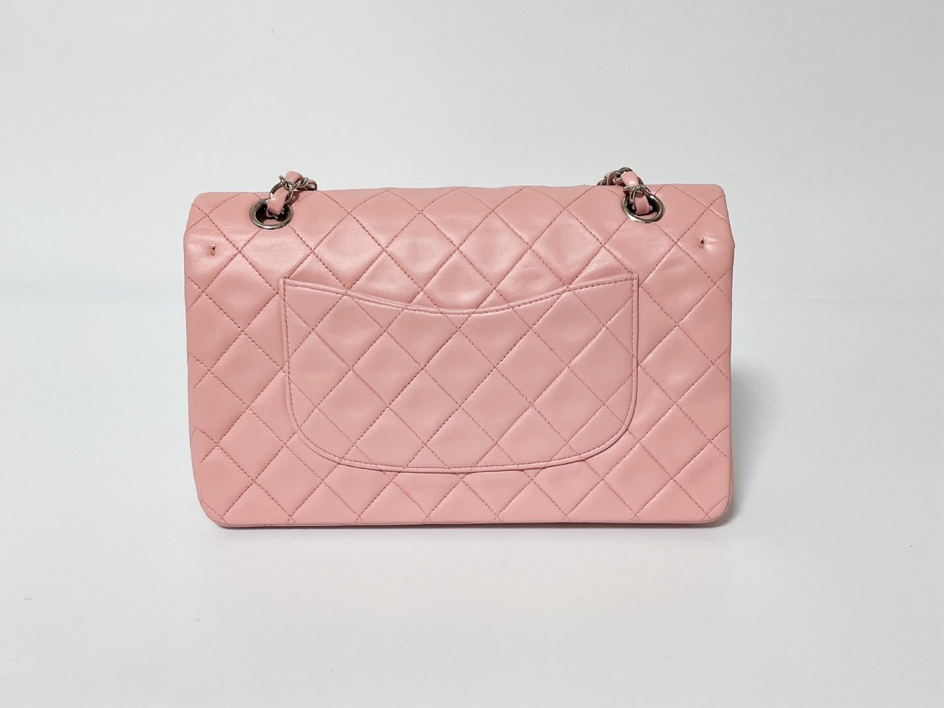 CHANEL W Flap Matlasse Pink Lambskin Seal Shoulder Bag