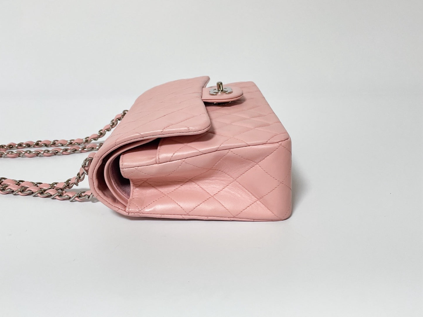 CHANEL W Flap Matlasse Pink Lambskin Seal Shoulder Bag