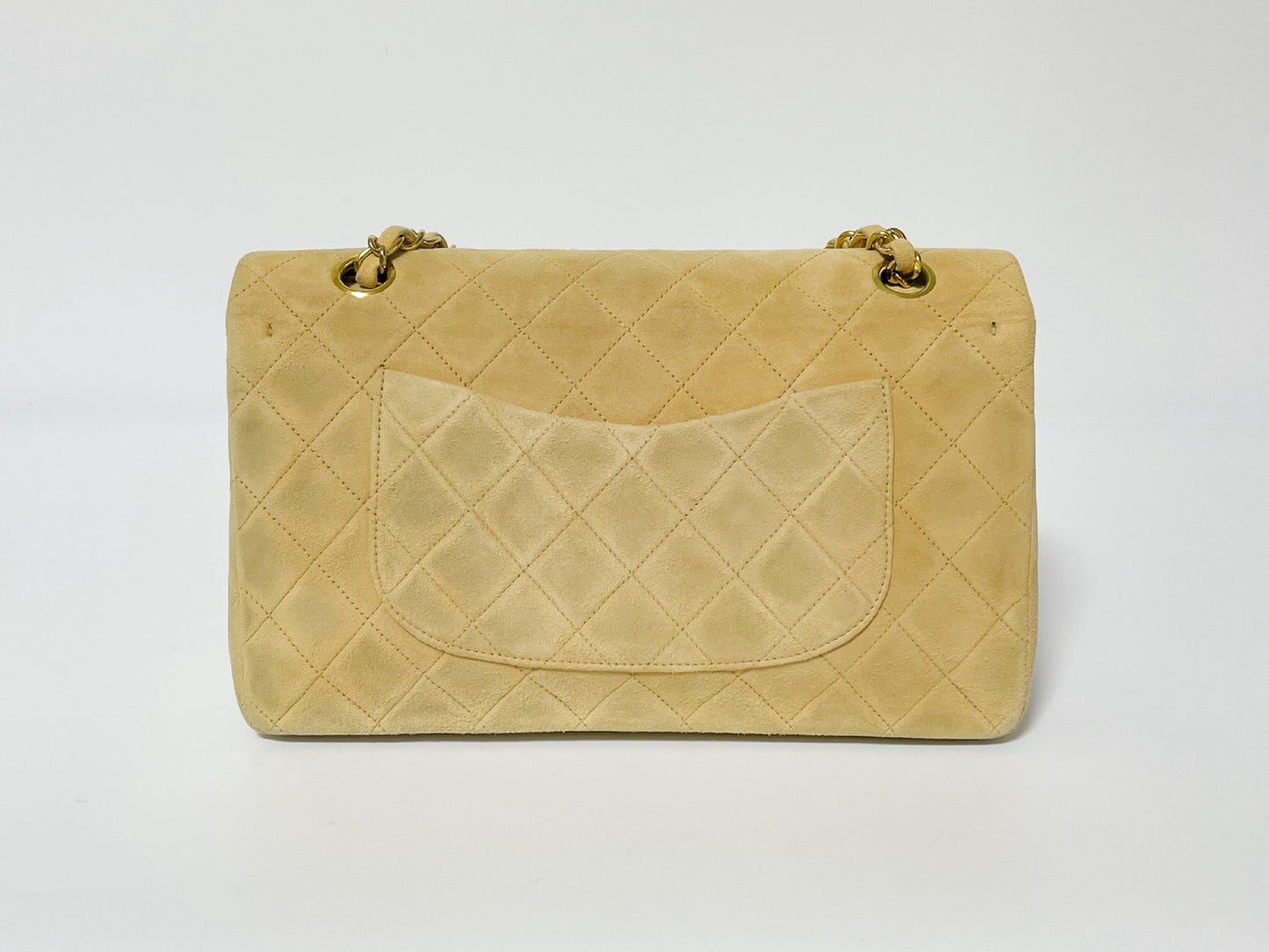 CHANEL W Flap Suede Beige Matlasse Seal Shoulder Bag