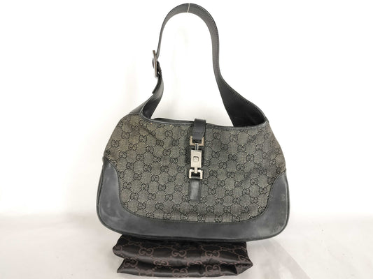 GUCCI GG Canvas One-Shoulder Black Shoulder Bag