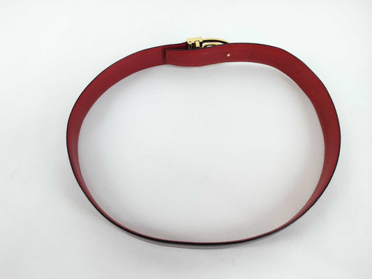 CELINE Red Leather Belt with Carriage Hardware