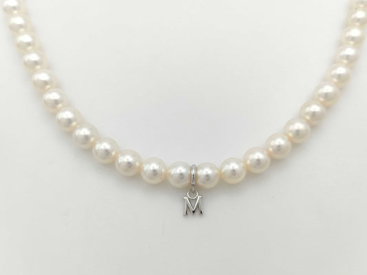 MIKIMOTO M Charm Pearl Diameter Approx. 5.9mm-6.6mm SV 25.2g Necklace