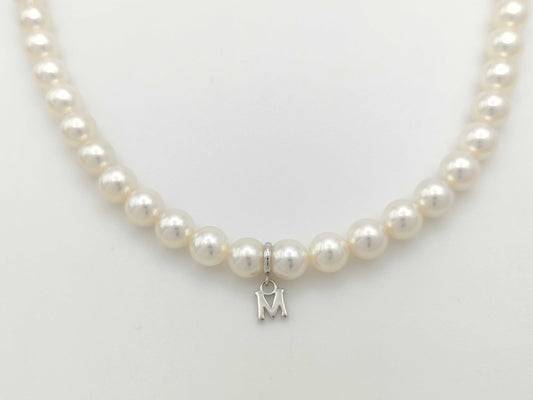 MIKIMOTO M Charm Pearl Diameter Approx. 5.9mm-6.6mm SV 25.2g Necklace