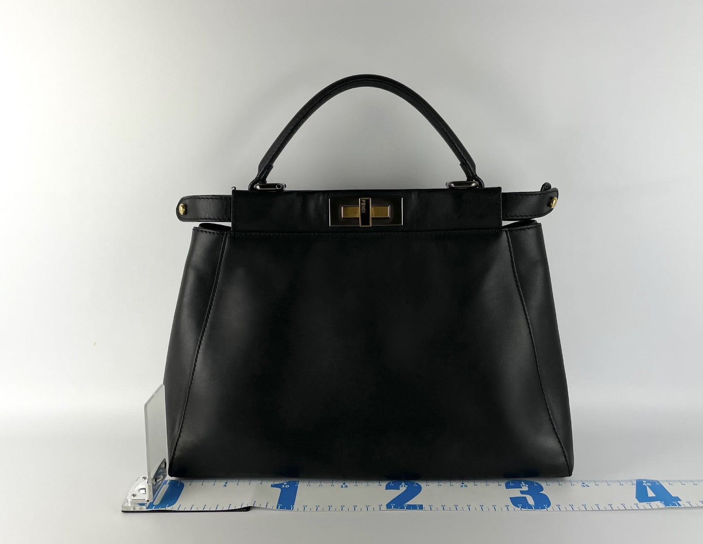 FENDI Peekaboo Medium Leather Black Handbag