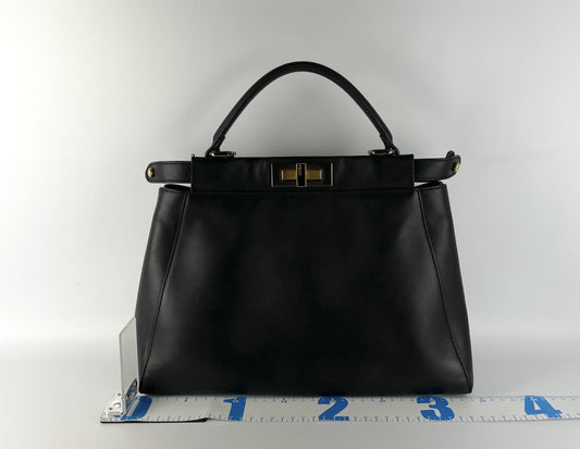 FENDI Peekaboo Medium Leather Black Handbag
