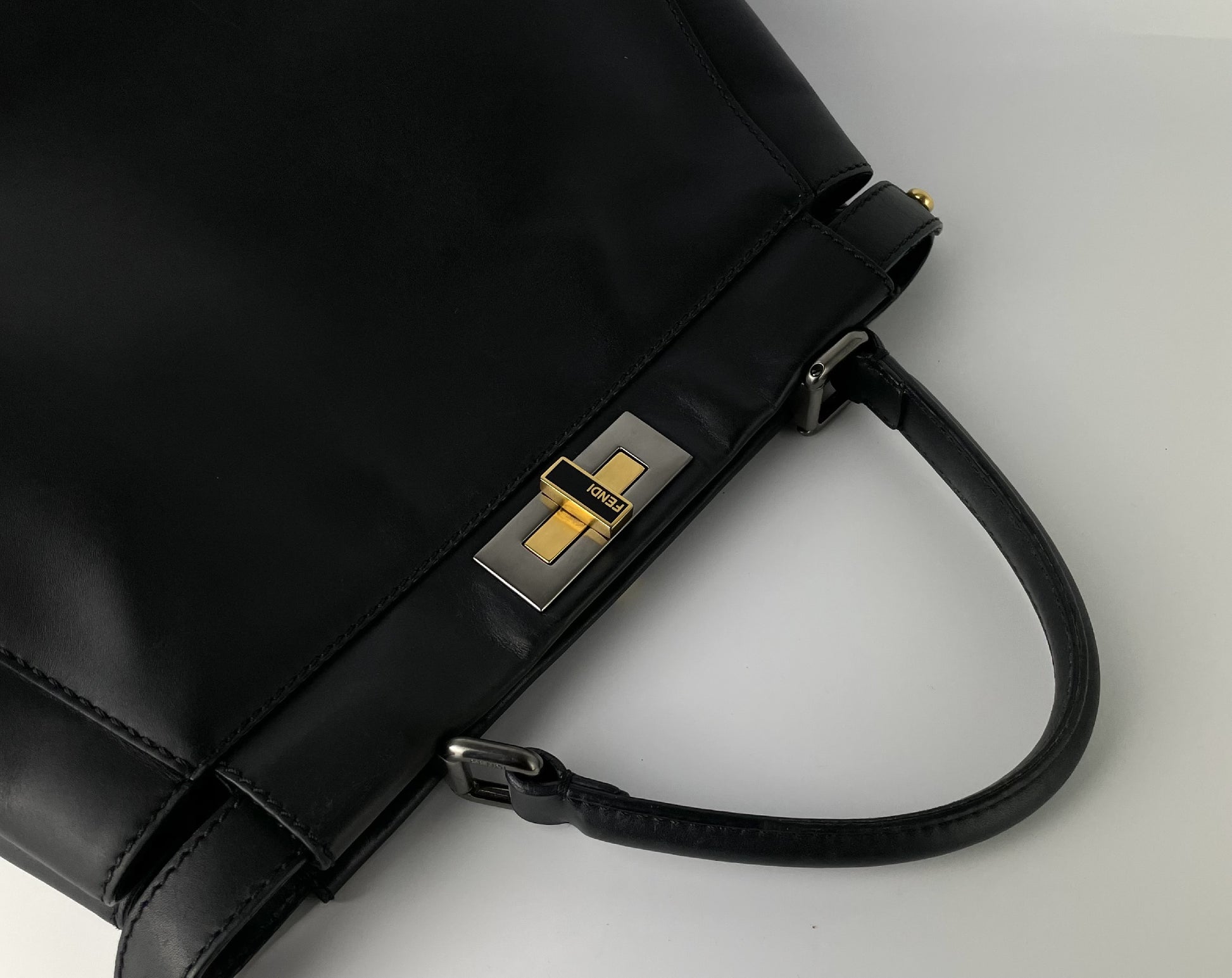 FENDI Peekaboo Medium Leather Black Handbag