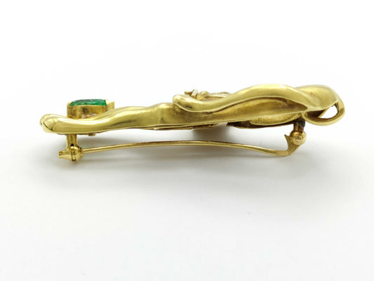 Cat Motif E0.72ct D0.09ct K18 14.0g Brooch