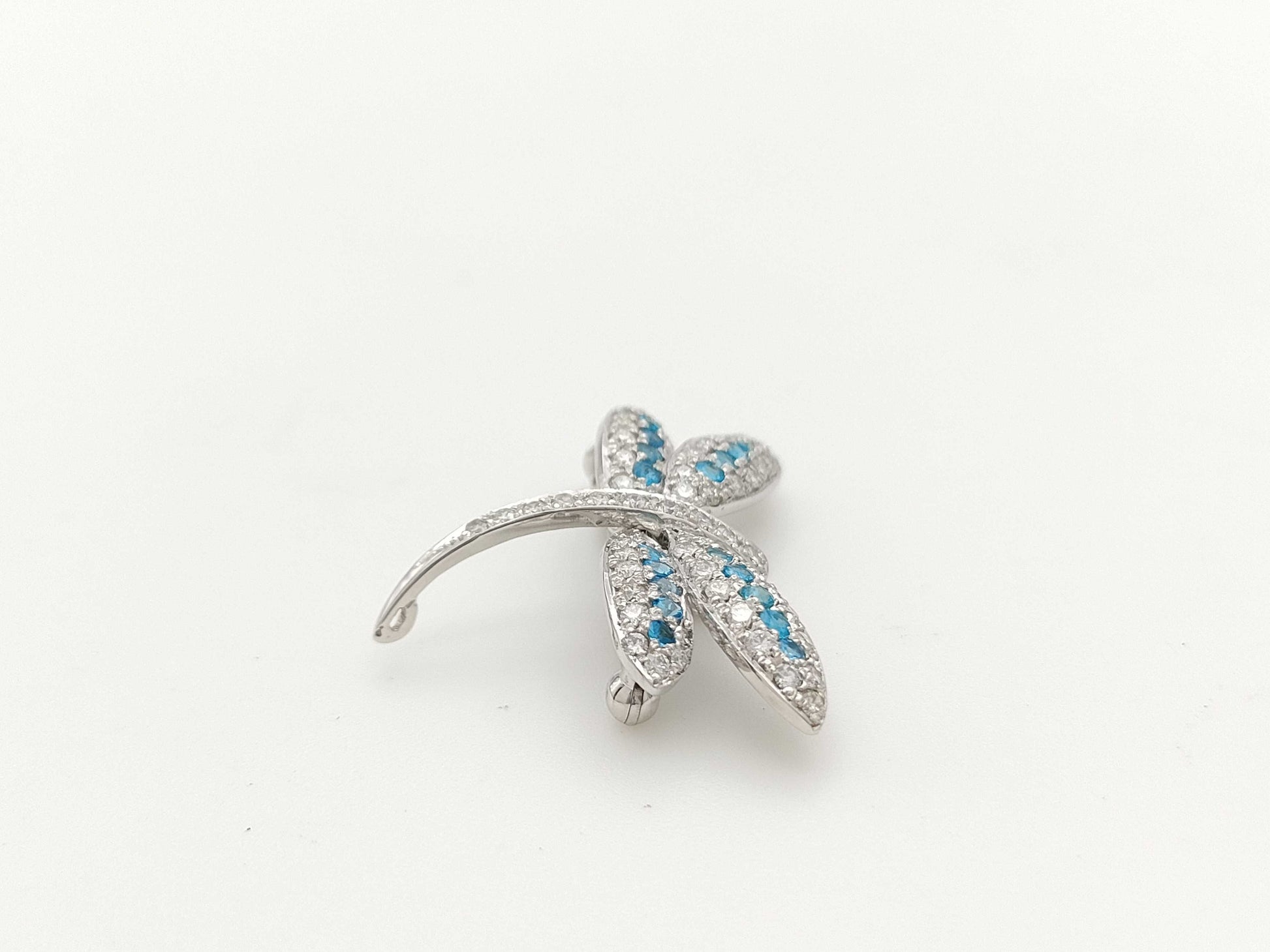 Dragonfly Motif PT0.38ct D0.71ct Pt900/K14WG 5.5g Brooch