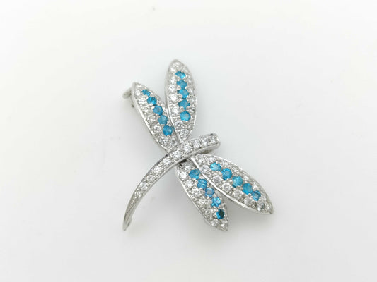 Dragonfly Motif PT0.38ct D0.71ct Pt900/K14WG 5.5g Brooch