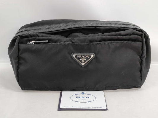 PRADA Tessuto Nylon and Saffiano Leather Pouch