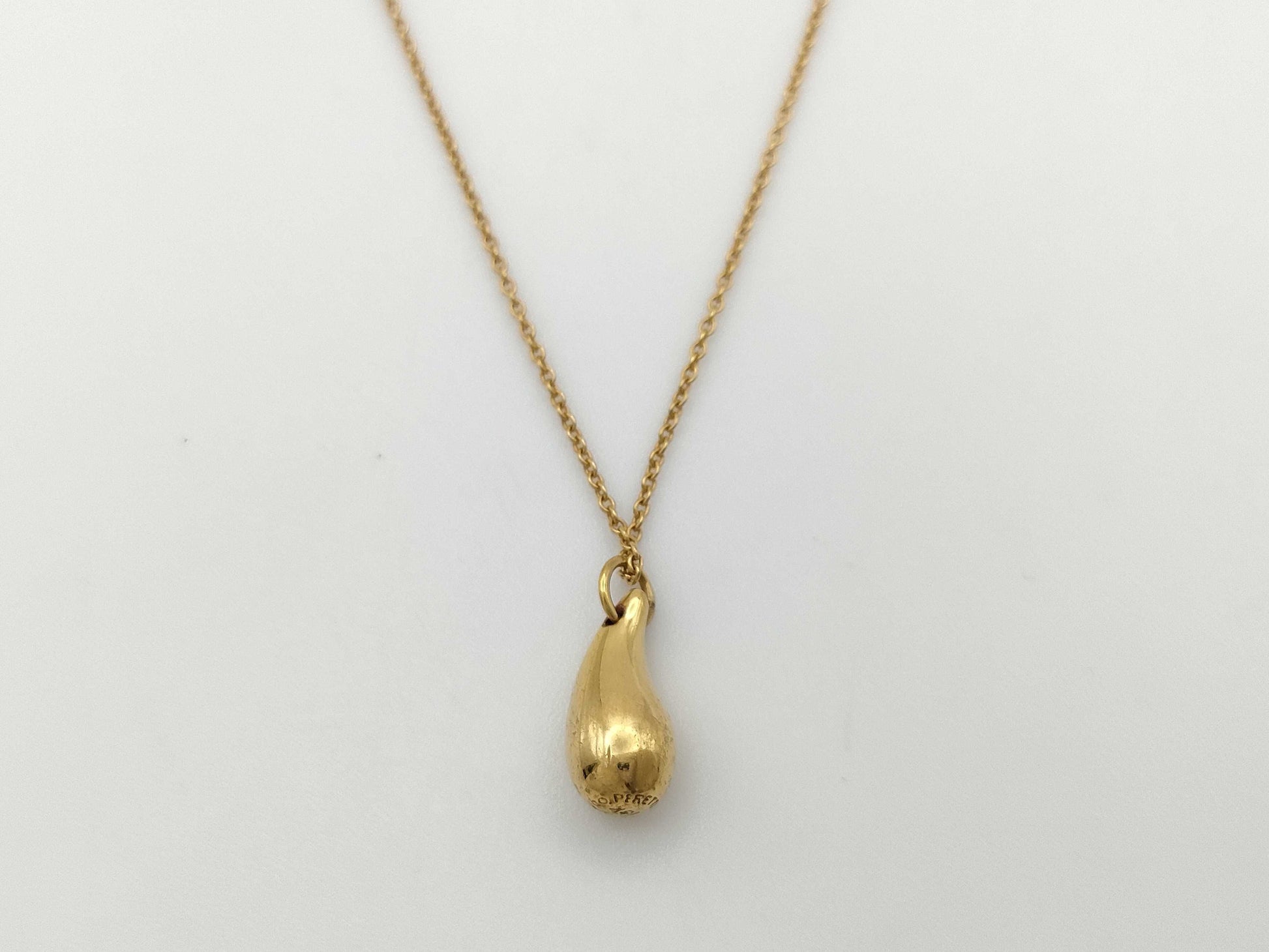 Tiffany&Co. Teardrop YG 18K 4.7g Necklace