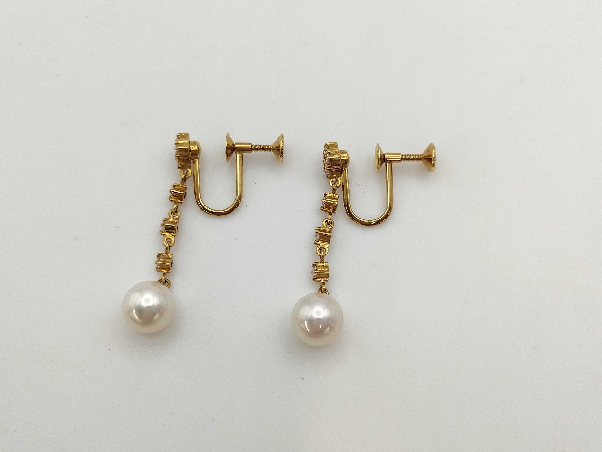 MIKIMOTO Pearl Diameter Approx. 7.9mm/8.0mm Diamond K18 5.3g Earrings