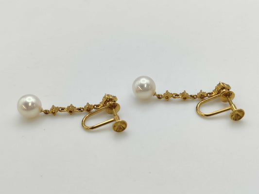 MIKIMOTO Pearl Diameter Approx. 7.9mm/8.0mm Diamond K18 5.3g Earrings