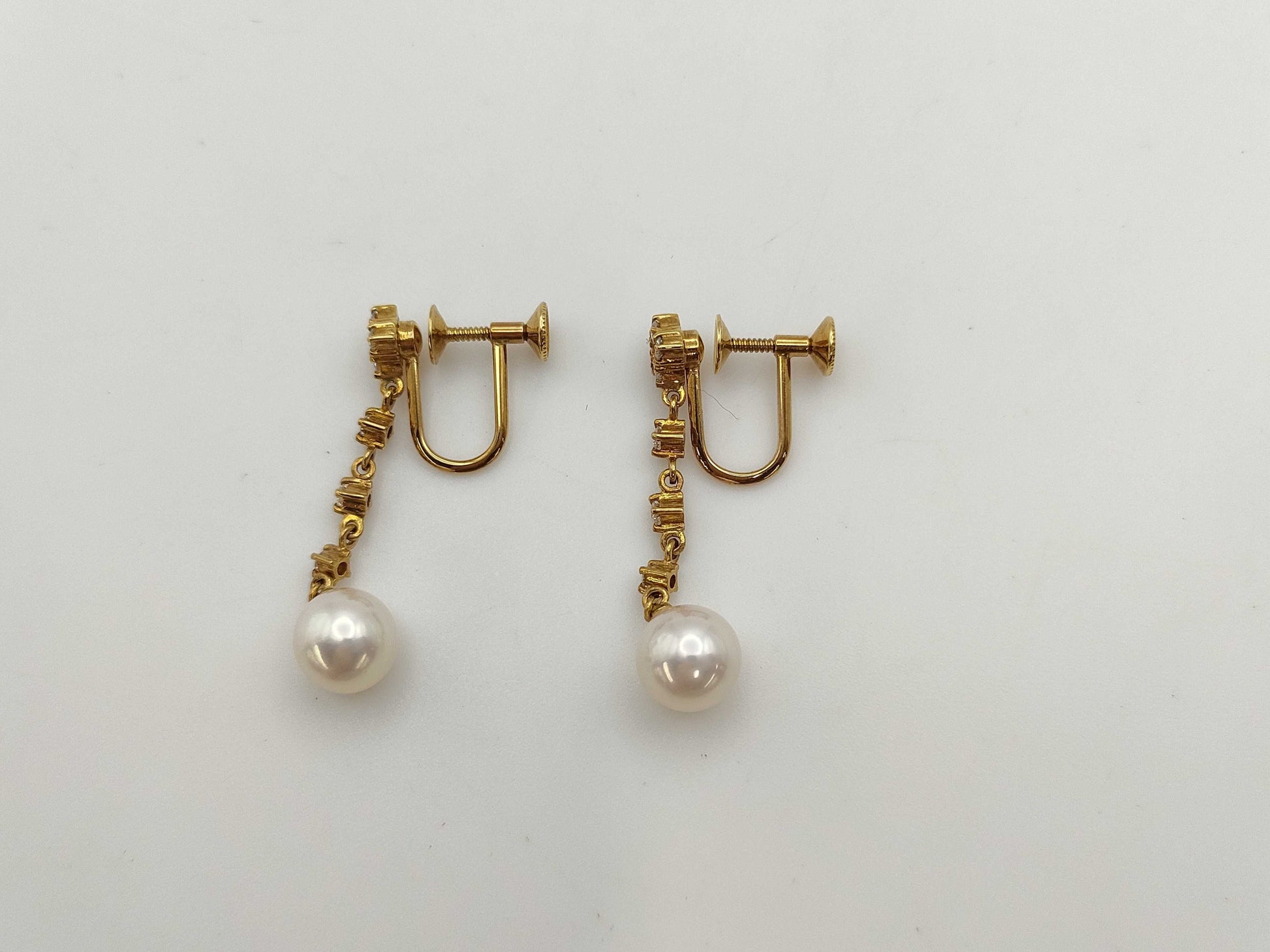 MIKIMOTO Pearl Diameter Approx. 7.9mm/8.0mm Diamond K18 5.3g Earrings