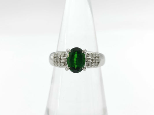 Green Grossula Garnet 1.31ct D0.16ct PT900 6.5g Ring