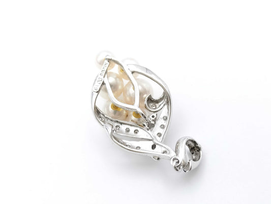 Pearl Diameter Approx. 5.3-7.6mm D0.18ct K14WG 6.6g Pendant Top