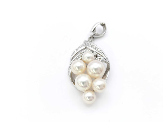 Pearl Diameter Approx. 5.3-7.6mm D0.18ct K14WG 6.6g Pendant Top