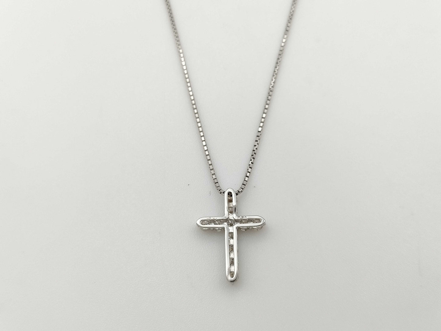 D0.50ct K18WG/PT850 3.4g Necklace