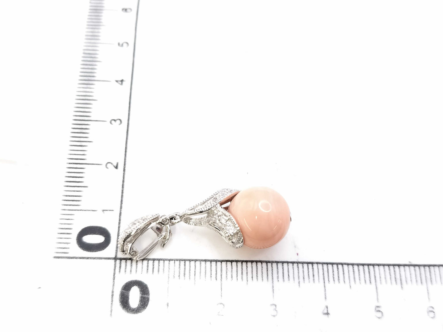 Coral diameter approx. 11.6mm D0.09ct K14WG 4.7g Pendant top