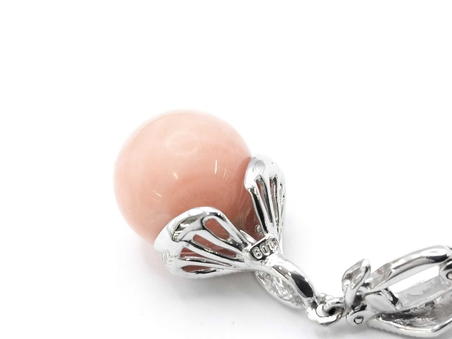 Coral diameter approx. 11.6mm D0.09ct K14WG 4.7g Pendant top