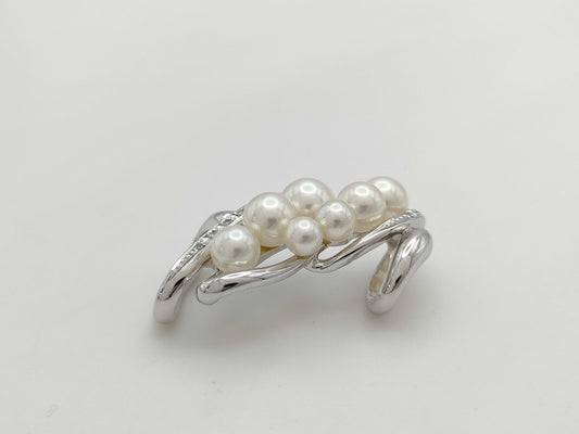 Pearl diameter: Approx. 4.3-6.9mm, D0.08ct, 14K White Gold, 8.3g, Obidome
