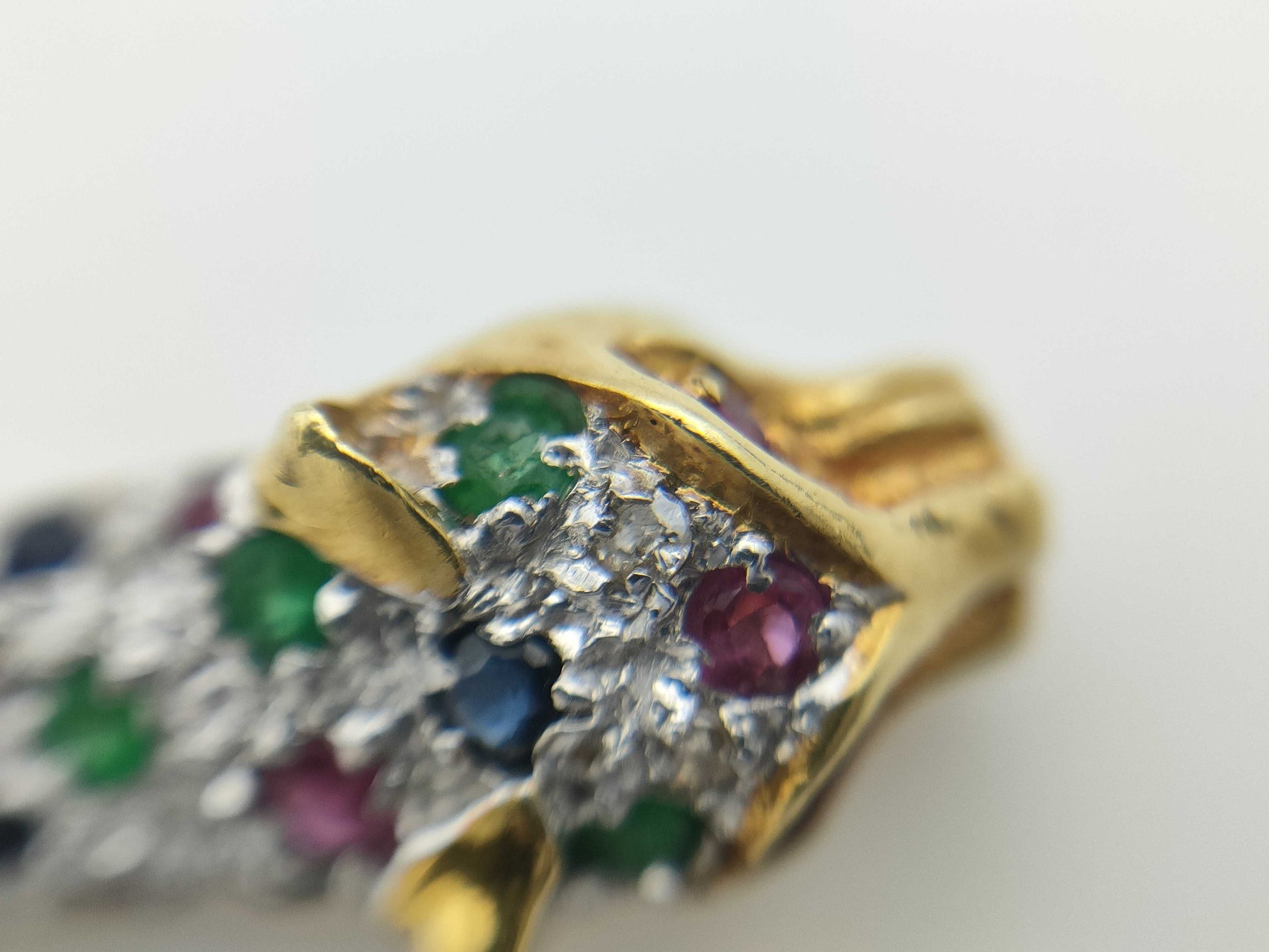 Ruby Sapphire Emerald Diamond K18 2.4g Pendant Top