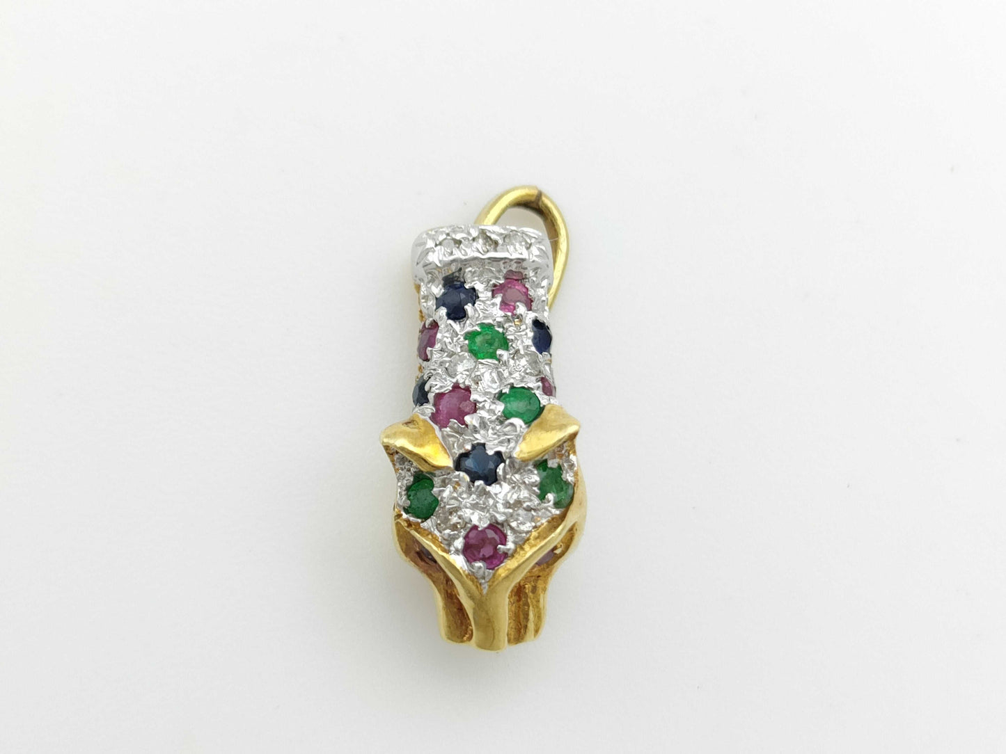 Ruby Sapphire Emerald Diamond K18 2.4g Pendant Top