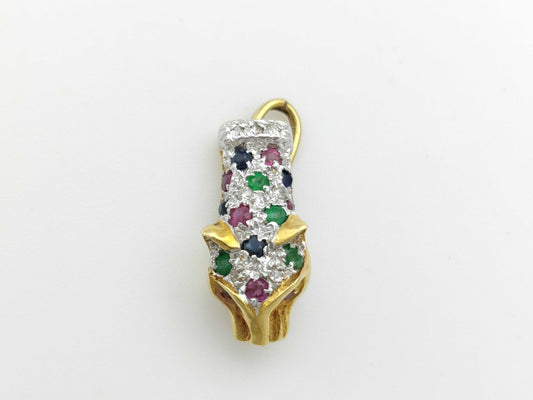 Ruby Sapphire Emerald Diamond K18 2.4g Pendant Top