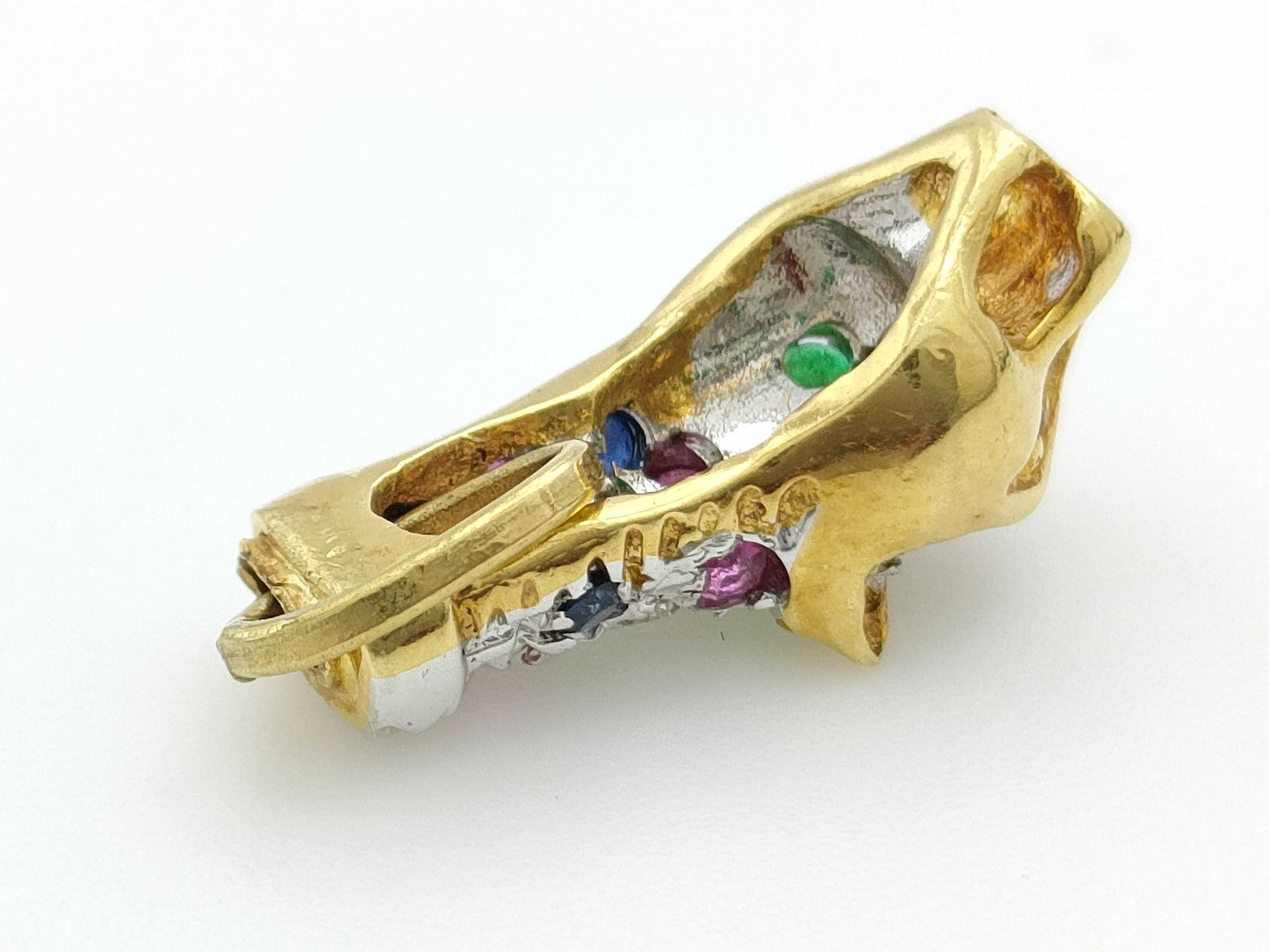 Ruby Sapphire Emerald Diamond K18 2.4g Pendant Top
