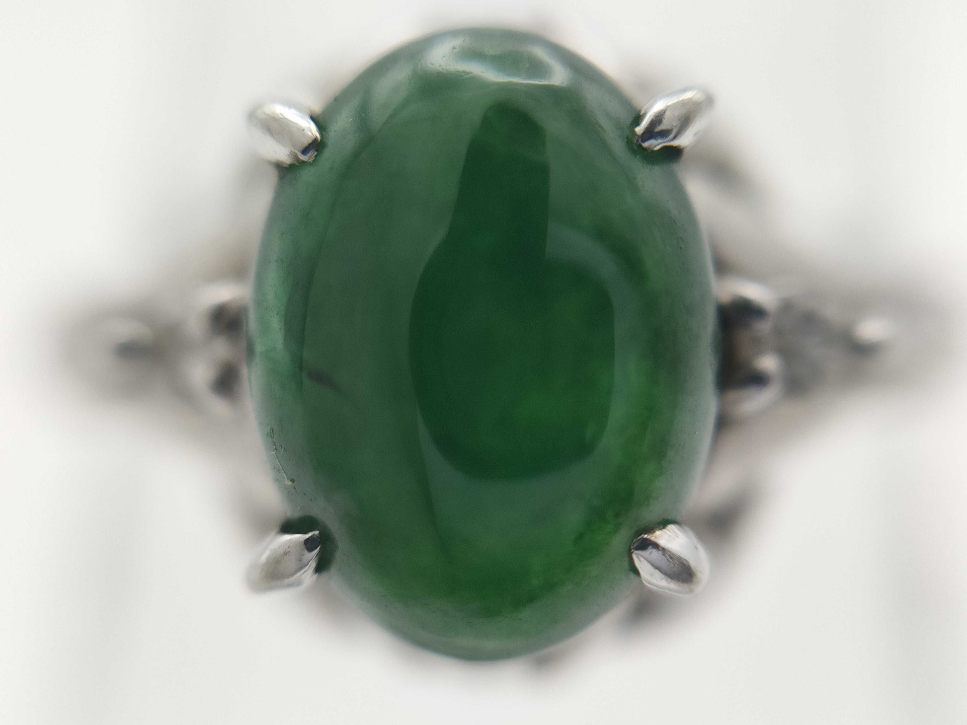 Jade 0.82ct Diamond PT900 3.3g Ring