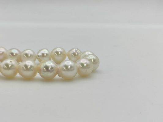 Semi-round pearl necklace, approximately 8.1-8.5mm diameter, sterling silver, 36.5g .