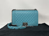 CHANEL Boy Chanel Shoulder Bag, Green with Silver Hardware and Leather Shoulder Bag