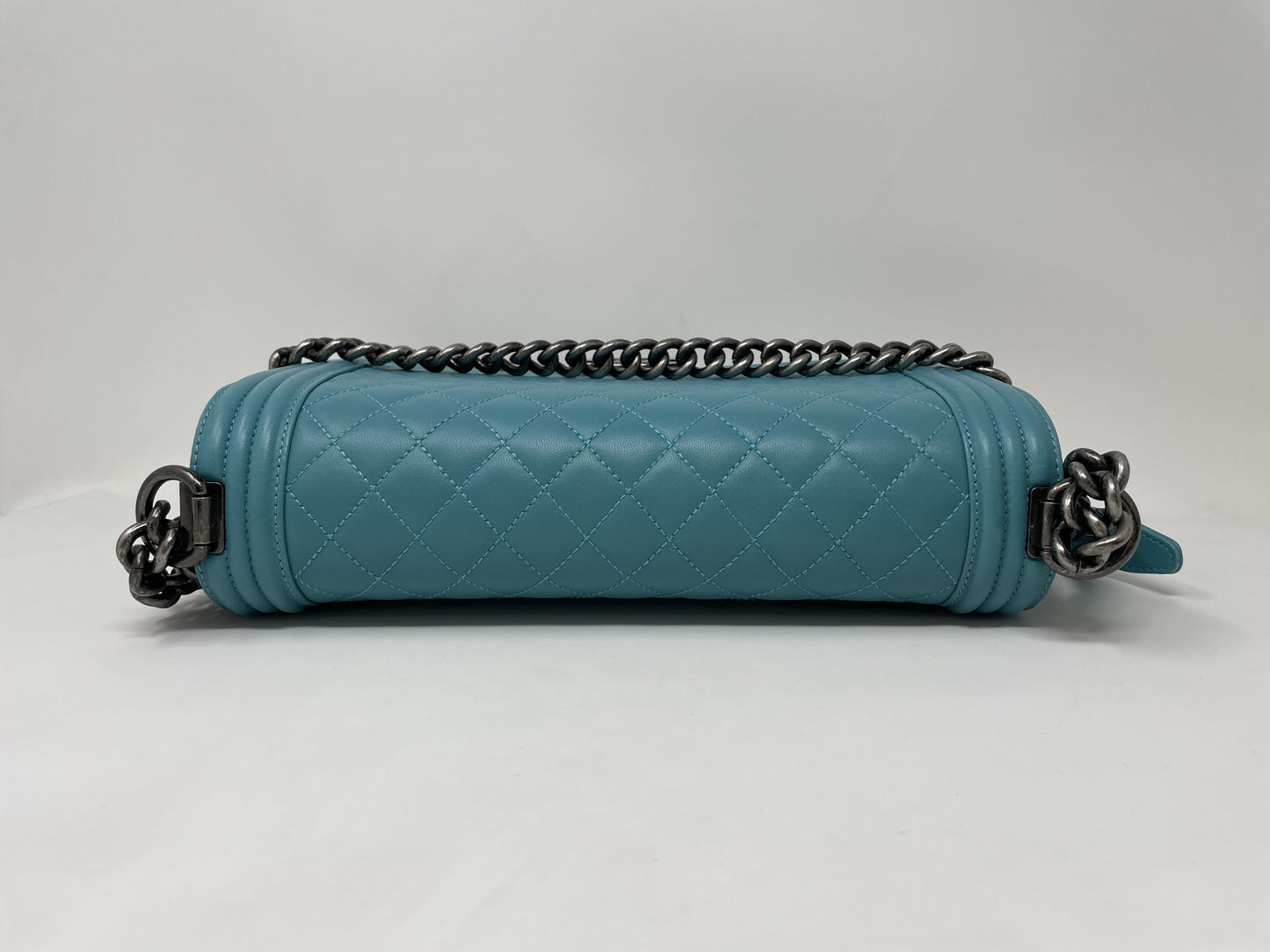 CHANEL Boy Chanel Shoulder Bag, Green with Silver Hardware and Leather Shoulder Bag