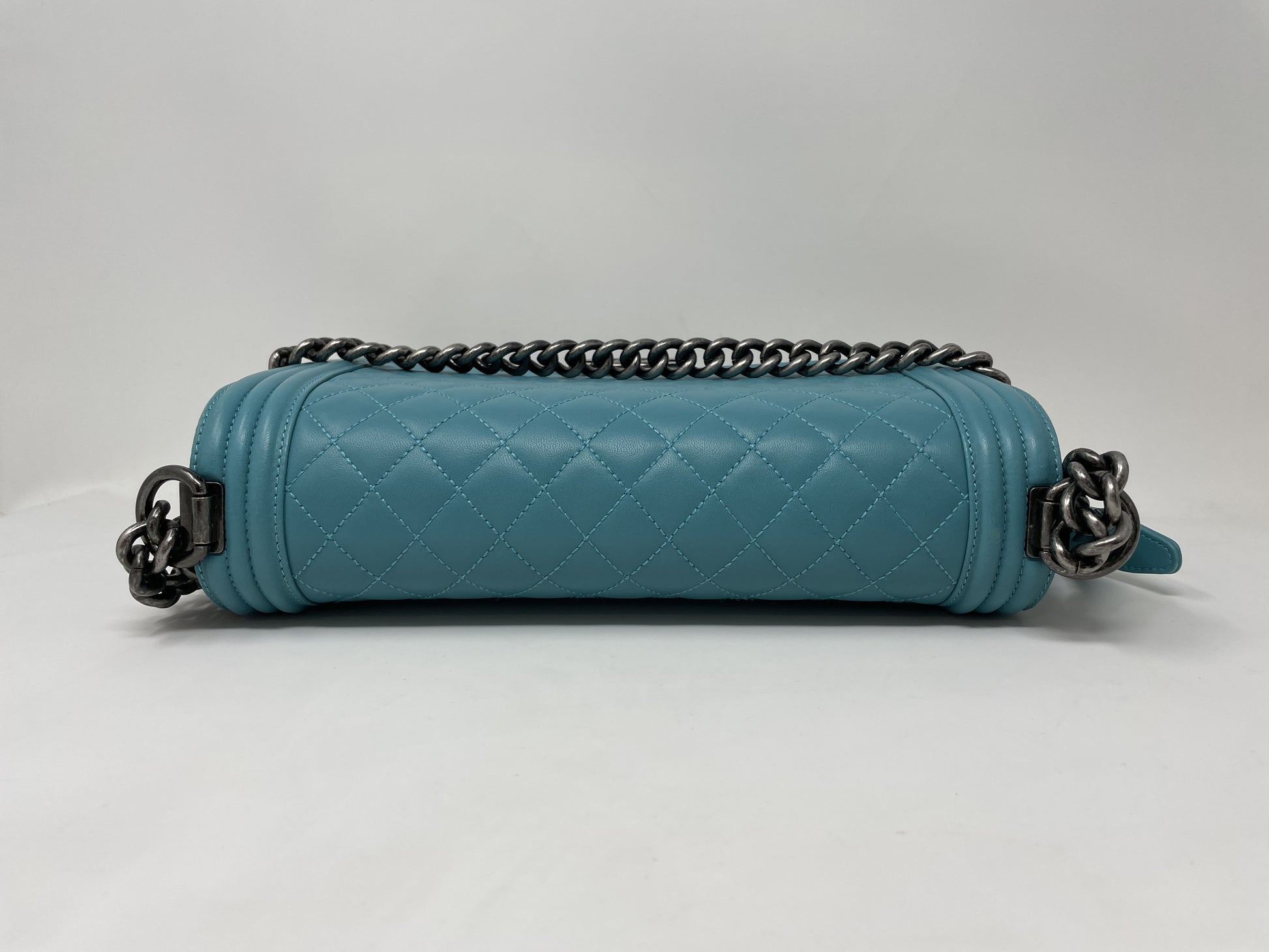 CHANEL Boy Chanel Shoulder Bag, Green with Silver Hardware and Leather Shoulder Bag