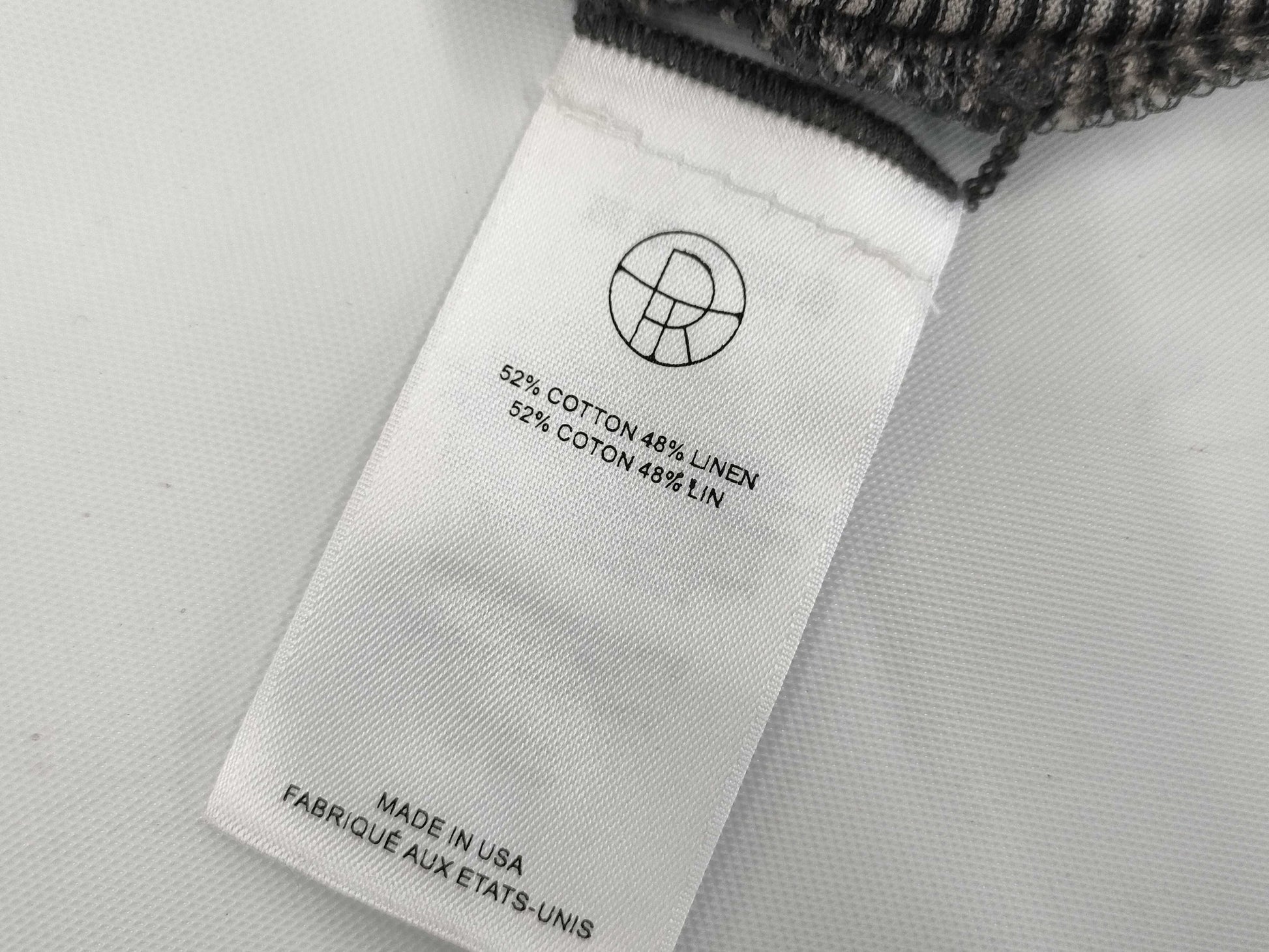 THE ROW Gray Cotton Linen Striped Cut and Sew Top
