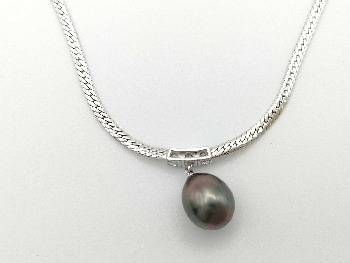 MIKIMOTO Pearl Diameter Approx. 10.7*12.7mm Diamond K18 13.8g Necklace