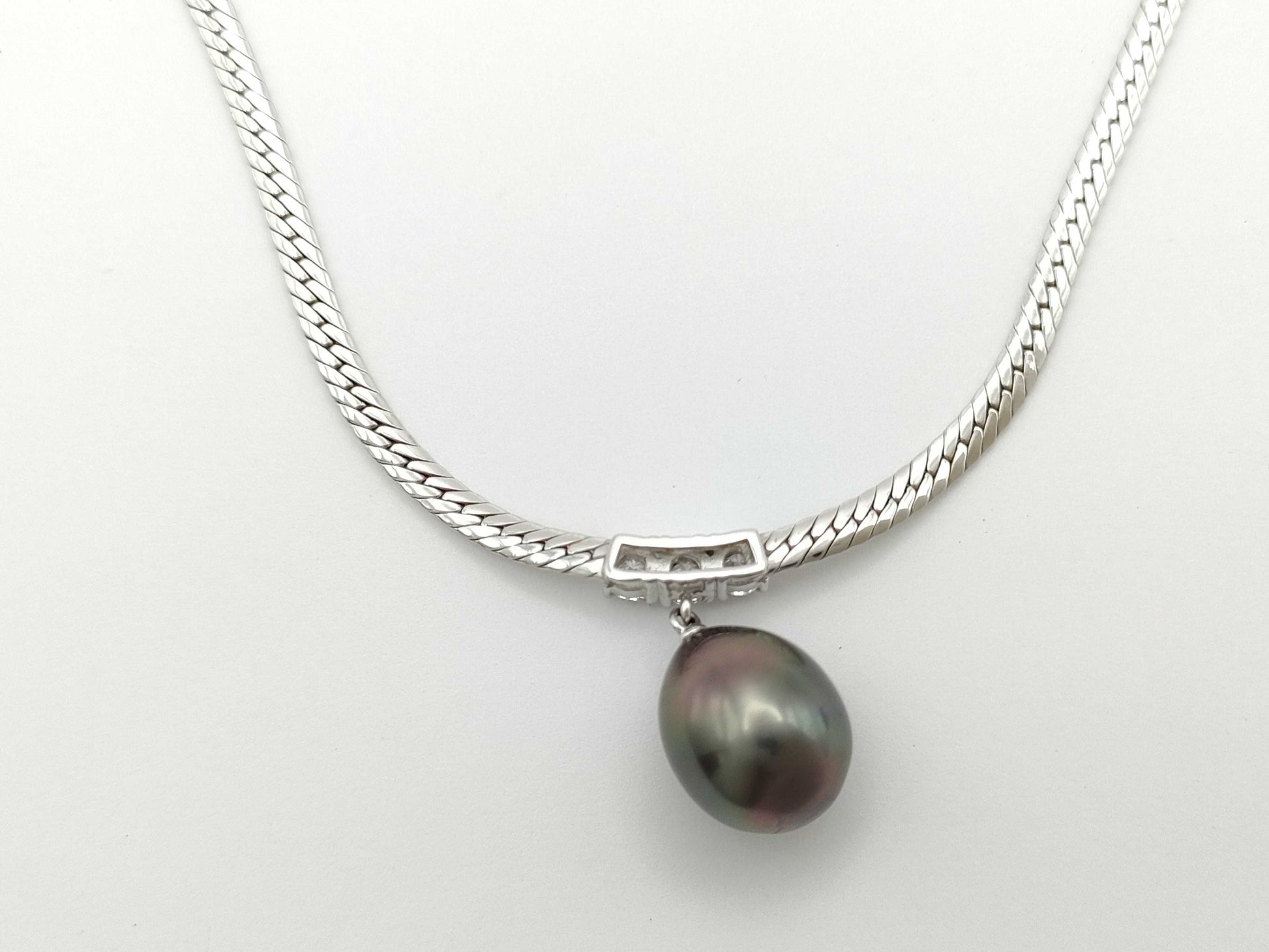 MIKIMOTO Pearl Diameter Approx. 10.7*12.7mm Diamond K18 13.8g Necklace