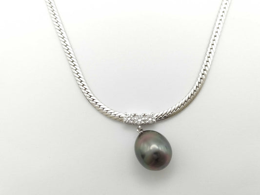 MIKIMOTO Pearl Diameter Approx. 10.7*12.7mm Diamond K18 13.8g Necklace