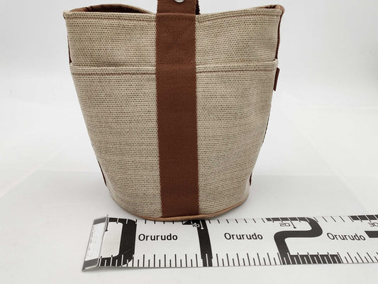 HERMES SaxoMM Canvas Beige/Brown Purse Bag