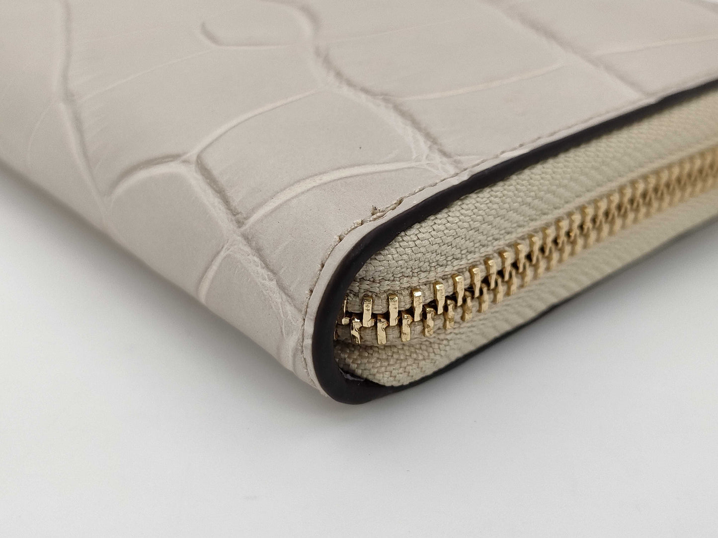COACH Long Wallet Croco-style Embossed Leather White Wallet