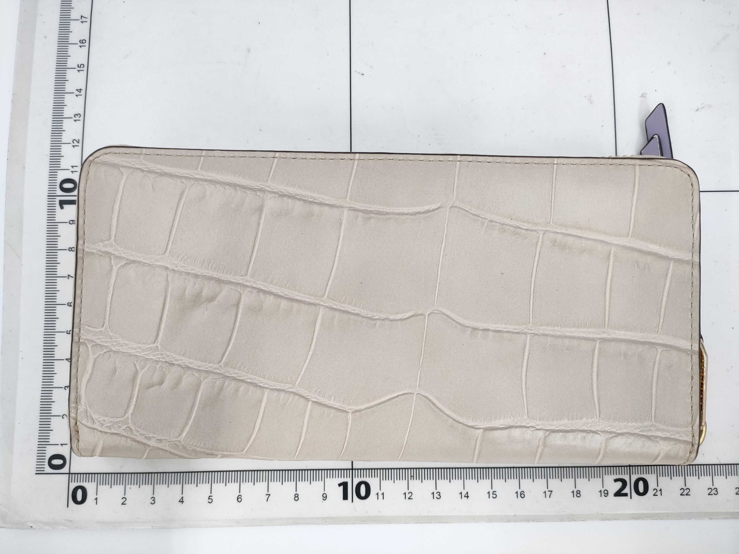 COACH Long Wallet Croco-style Embossed Leather White Wallet