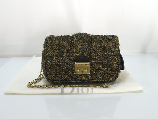 Dior New Rock Tweed Leather Chain Shoulder Bag