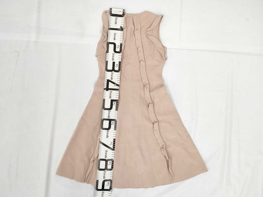 VALENTINO Sleeveless Knit Dress with Ruffles in Pink Beige, Made in Italy