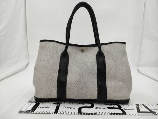 HERMES HERMES Garden Party Tote Bag PM Gray Toile H Tote Bag