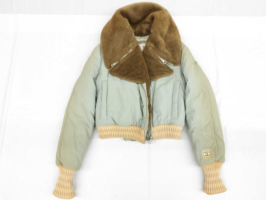 CHANEL CHANEL Boa Coat Blouson Light Green 01A 42 Jacket