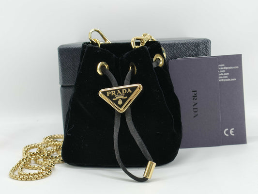 PRADA Prada Shoulder Bag Chain Velvet Black 1NR016 Shoulder Bag