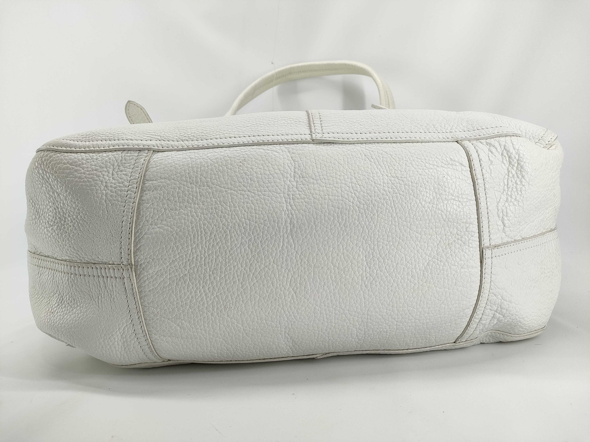 PRADA Prada White Tote Bag Vitello Dino Leather Tote Bag